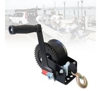 Argano manuale per carichi pesanti, argano manuale a manovella con cinghia in poliestere per barca, rimorchio, ATV, UTV, traino e recupero di SUV, 500-3500 libbre nero 2000lbs(8m)