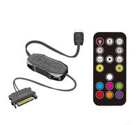 ARGB Controller, 5V 3-Pin to for SATA Power Adapter Hub per PC Fan Strisce LED, Controllo della modalità di illuminazione manuale, custodia ABS nera, compatibile con sistemi di raffreddamento del