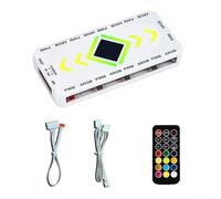 Argb, controller per ventola con nove porte per sdoppiatore PWM, sistema di raffreddamento per PC, telecomando wireless e base magnetica, colore nero (bianco)