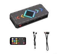 ARGB - Hub per ventola che supporta fino a 9 ventole RGB con connettività 5V a 3 pin, commutazione remota e controllo (nero)