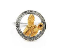 Argenteria MB Anello San Gennaro in Argento 925 Martellato Misura Regolabile