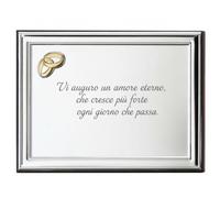 Argenteria MB Targa con Dedica di Auguri per Il Matrimonio con Incisione Personalizzata, Realizzata in Argento PVD e Legno, Sia da Appoggio Che da Appendere 12,5x17,5 cm