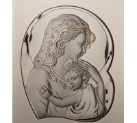 Argenti Annunziata MADONNA CON GESù BAMBINO IN ARGENTO cm20x16x2 E LEGNO REGALO NASCITA MATERNITà ICONA SACRA QUADRO SACRO ICONE SACRE -> TUA IN 24/48h