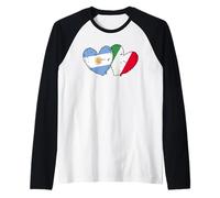 Argentina Italia Bandiera Cuori Argentino Patrimonio Italiano Maglia con Maniche Raglan