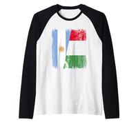 Argentina Italia Mezza Bandiera Orgoglioso Argentino Italiano Orgoglio Maglia con Maniche Raglan
