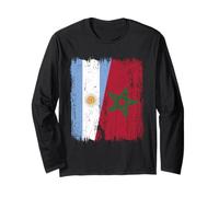 Argentina Marocco Half Flag Argentino Marocchino Heritage Maglia a Manica