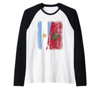 Argentina Marocco Half Flag Argentino Marocchino Heritage Maglia con Maniche Raglan