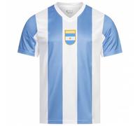 JELEX Camicia retro History da uomo, con logo ricamato e maniche corte, design nostalgico per gli appassionati di calcio, ideale per collezionisti, Argentina, L