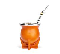 Argentina Yerba Mate Tazza con rivestimento in ceramica Paglia Tea Zucca Tazza One Bombilla Mate un pennello per la pulizia (marrone)