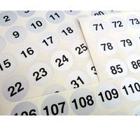 Argento 25mm Rotondo Consecutivo Sequenziale Numero Etichette Numeri Adesivi