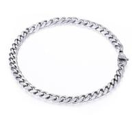 (Argento -5 mm) Bracciale barbazzale in acciaio inossidabile da 3/5/7/9/11 mm con maglie cubane, 22