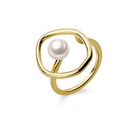 Argento 925 Anello Donna Regolabile, per Sempre Unico Dito Ovale Anelli con Perla per Donne Gioielli Regalo di Natale Scintillante Regalo di Compleanno Stile dello Studente