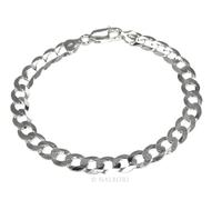 ARGENTO 925 COLLANA o BRACCIALE UOMO GRUMETTA PIENA DIAMANTATA CATENA da 7,8 mm