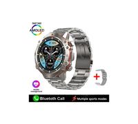 (Argento acciaio) Orologio intelligente per adulti con chiamata Bluetooth, monitor della salute, Android iOS,