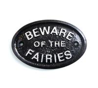 Argento Beware Of The Fate Giardino Recinto/Placca a Muro Per Fairy - Nuovo