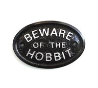 Argento Beware Of The Hobbit (Centrale Terra) Porta Placca Muro/Garden Insegna-
