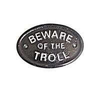 Argento Beware Of The Troll Cave Dweller Porta Placca Parete O Giardino Nuovo