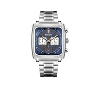 (Argento blu) Orologio al quarzo con quadrante quadrato MEGIR da uomo, cinturino in acciaio inossidabile,