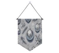 Argento Buon Natale Bell Agrifoglio banner gancio per parete con asta telescopica gagliardetti banner bandiere decorazioni per feste all'aperto per ufficio, scuola, aula, dormitorio, casa banderine