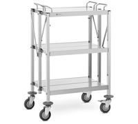 Argento Carrello di servizio - 3 Ripiani - 40 x 58 cm - 90 kg - Pieghevole - Royal Catering