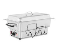 Argento Chafing Dish elettrico - 1600 W - 5 livelli di temperatura - Contenitore GN 1/1 incluso - 13,3 litri - Acciaio inox di qualità | Royal Catering