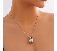 (Argento) Collane con goccia a cupola grossa placcata oro vintage per donna alla moda lucida