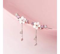 Argento Colore Moda Fiore Fiori di ciliegio Design Signora Donne Orecchini Pendenti Gioielli Regalo