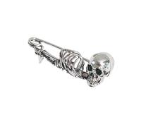 Argento cranio scheletro mano sicurezza Pin Pin - Gothic Punk Halloween Pin, Horror Cranio Pin Pin per giacche, borse, cappelli
