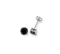 Argento da Donna Paio Di Tondo Nero C/Z Stud-Sizes Disponibile 3.50mm A 7.50mm
