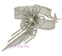 Argento Decorativo Gatsby Pizzo Rete Fiore Sposa Girocollo Collana con /