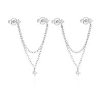 Argento Donna 925 Pendenti Orecchini con Catenella Argento Zircone Orecchino Secondo Buco Donna Orecchini Catena 2 Buchi Orecchino Helix Piercing