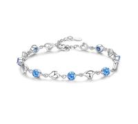 Argento DonnaBracciale DonnaArgentoBraccialetti di cristallo Bracciale Donna Argento a Cuore Regolabile Regali di compleanno e Natale per lei Viene fornito con una scatola regalo (blu)