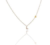 Argento e dintorni Collana con Iniziale e Cuore, Acciaio Inossidabile Dorato con Zirconi, Idea Regalo Personalizzata, collana donna (L)