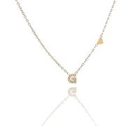 Argento e dintorni Collana con Iniziale e Cuore, Acciaio Inossidabile Dorato con Zirconi, Idea Regalo Personalizzata, collana donna (G)