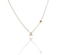 Argento e dintorni Collana con Iniziale e Cuore, Acciaio Inossidabile Dorato con Zirconi, Idea Regalo Personalizzata, collana donna (A)