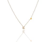 Argento e dintorni Collana con Iniziale e Cuore, Acciaio Inossidabile Dorato con Zirconi, Idea Regalo Personalizzata, collana donna (E)
