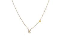 Argento e dintorni Collana con Iniziale e Cuore, Acciaio Inossidabile Dorato con Zirconi, Idea Regalo Personalizzata, collana donna (K)