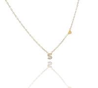 Argento e dintorni Collana con Iniziale lettera e Cuore, Acciaio Inossidabile Dorato con Zirconi, Idea Regalo Personalizzata, collana donna