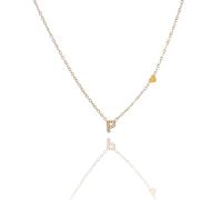 Argento e dintorni Collana con Iniziale lettera e Cuore, Acciaio Inossidabile Dorato con Zirconi, Idea Regalo Personalizzata, collana donna