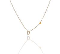 Argento e dintorni Collana con Iniziale lettera e Cuore, Acciaio Inossidabile Dorato con Zirconi, Idea Regalo Personalizzata, collana donna