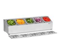 Royal Catering Espositore GN in acciaio inox - inclusi 5 contenitori GN 1/6 con coperchio RCPN 5