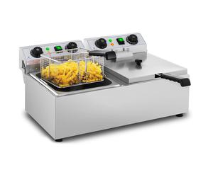Argento Friggitrice elettrica - 2 x 10 litri - timer - 230 V | Royal Catering