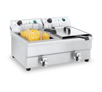Royal Catering Friggitrice doppia - 2 x 16 litri con rubinetto di scarico RCEF 16DH-1