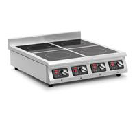 Argento Fry top a induzione - 4 x 20 cm - 10 livelli - Timer - Royal Catering