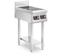 Argento Fry top a induzione con base - 2 x 20 cm - 10 livelli - Timer - Royal Catering