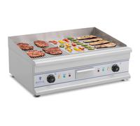 Argento Fry top elettrico -75 cm - Piastra liscia e rigata - 2 x 3.200 W | Royal Catering