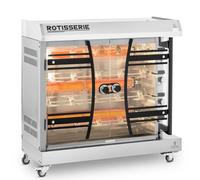 Argento Girarrosto a gas - 4 spiedi per 24 polli - Con luce e ruote - Royal Catering