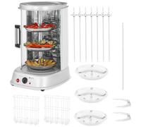 Argento Girarrosto verticale elettrico - 4 in 1 - 1800 W - Fino a 160 °C - Timer - 31 L - Vetro temperato - Accessori acciaio inox | Royal Catering