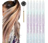 Argento Glitter Capelli, Extension Capelli in Stile Fata con Strumenti, Fili luccicanti, Hair Tinsel, Capelli d Angelo, Extension Glitterate per Ragazze e Donne, Feste e Cosplay - 1200 Fili