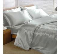 Argento Grigio Raso Super King Piumone, Aderente Foglio + 4 Federe Letto